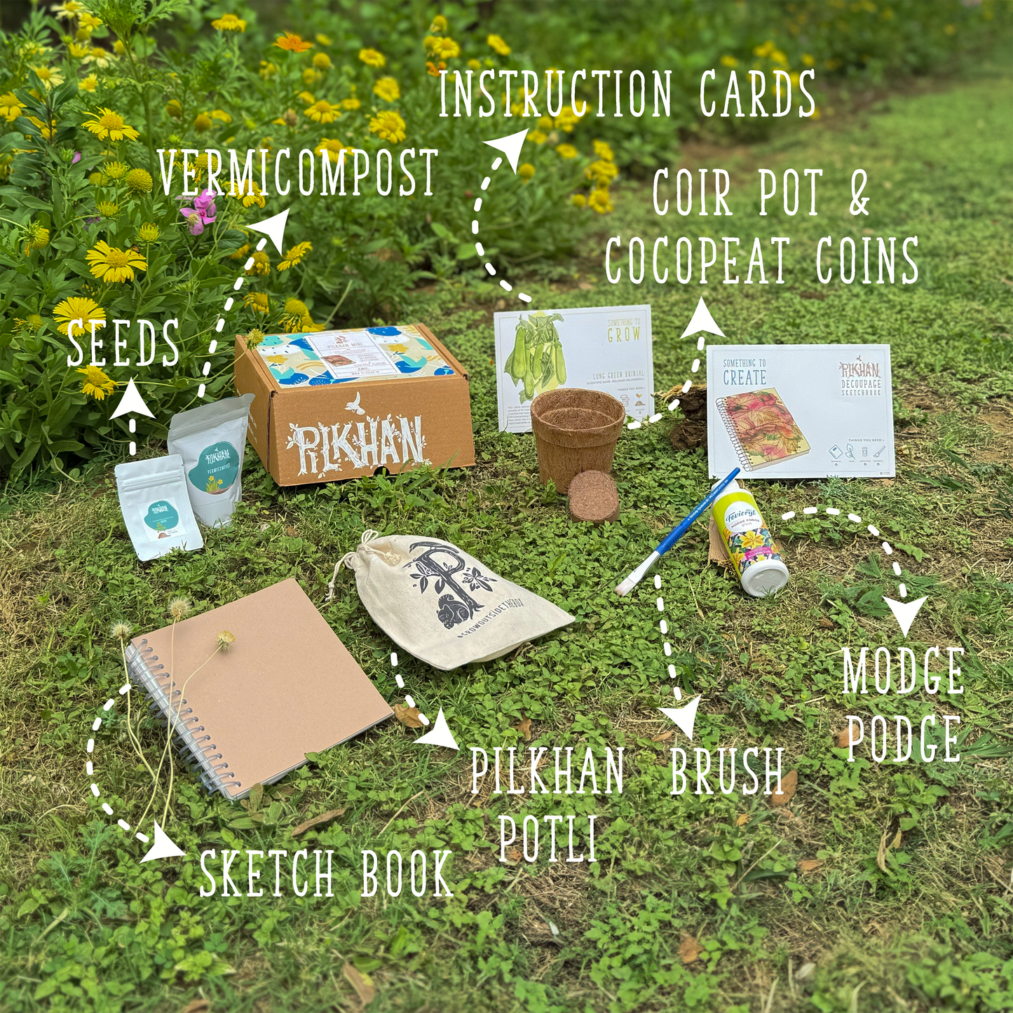 Pilkhan Mini - Botanical Decoupage Sketchbook & Planting